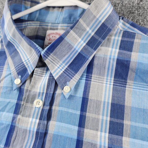 Brooks Brothers XXL Madison Blue Plaid Long Sleeve Button Up Non-iron All Cotton - Picture 10 of 16